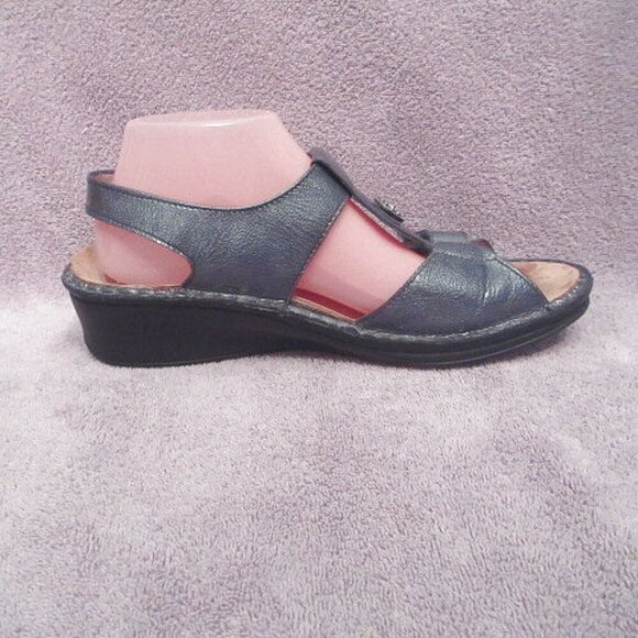 Finn Comfort Adana Backstrap Sandals Size 7.5D 38 Blue Finnamic Ankle Strap Cork - Picture 4 of 12